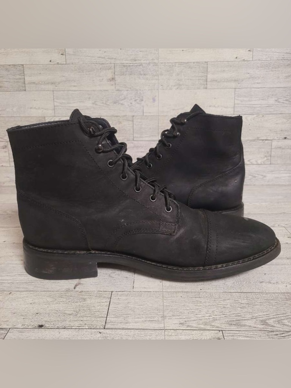 Men's Thursday Captain Black Matte Leather Cap Toe Biker Combat Boots Size 12 - Picture 6 of 10